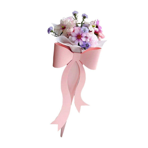 Flower Bouquet Packaging with Large Bow, Pack of 10 - Light Pink
