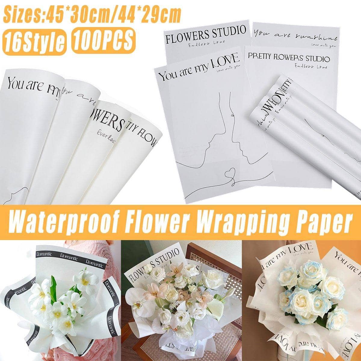 Flower Wrapping Paper, 100 Sheets - You Are My Love Line Art Print - view 2