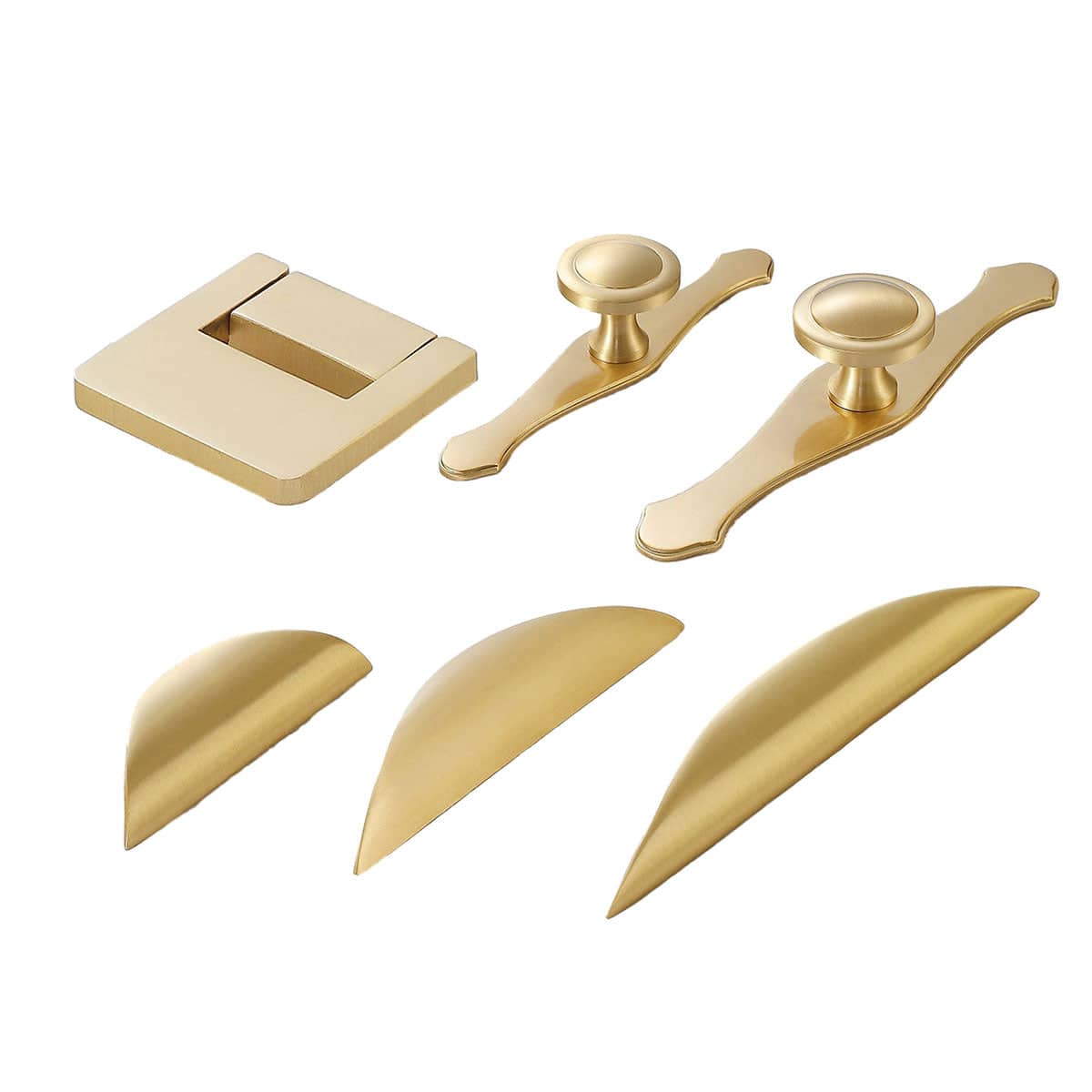 Flush Square Cabinet Pull Handle in Pure Copper - Brushed Gold - view 3