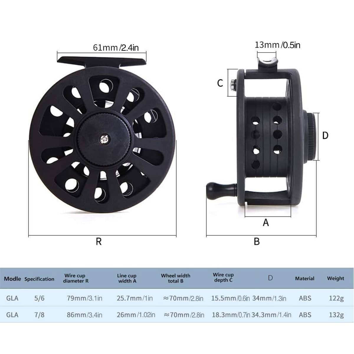 Fly Fishing Reel, Front Wheel, 7.9 x 2.57 cm - view 4