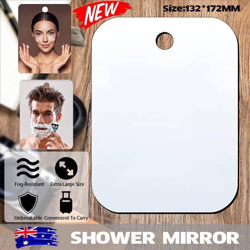 Fogless Polycarbonate Shower Mirror 172 x 132 mm, Anti-Fog Shaving Mirror