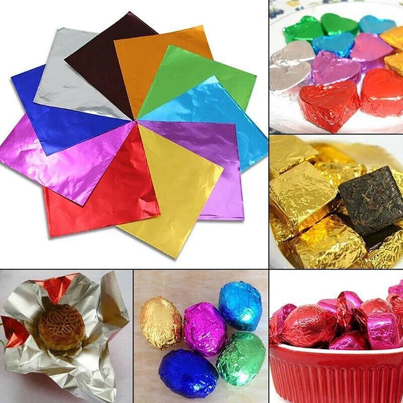 Foil Wrappers Aluminium Pack of 100 - Small (10cm), Red Embossed - view 7