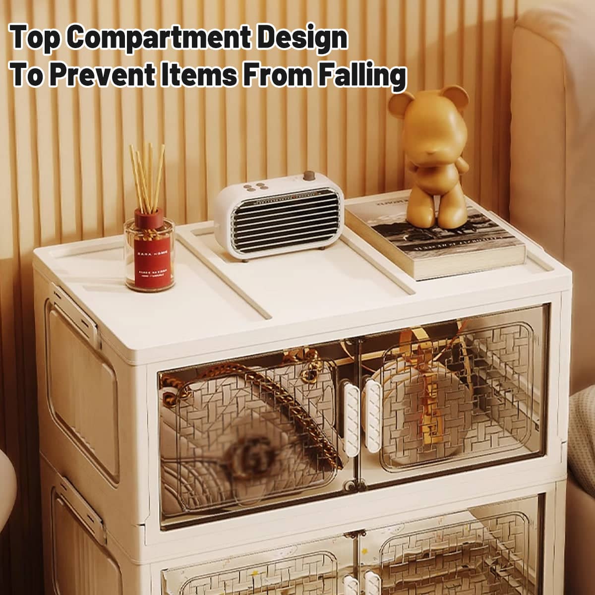 Foldable 5-Tier Plastic Storage Cabinet with Wheels - view 5