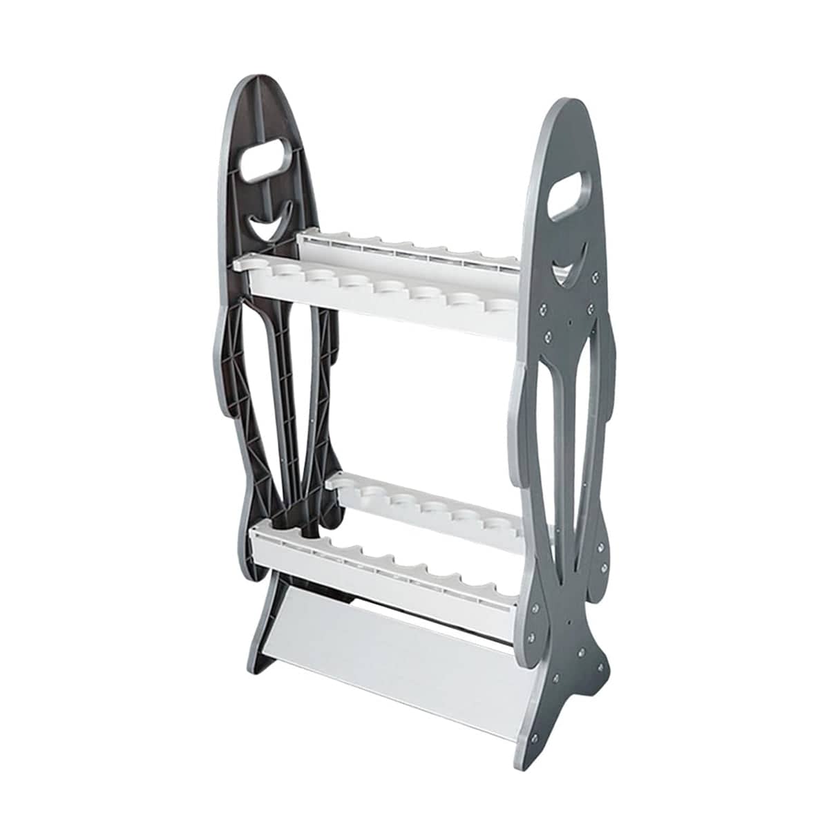 Foldable ABS Fishing Rod Display Rack for 16 Rods, Net and Gear Storage Stand - Grey - view 2