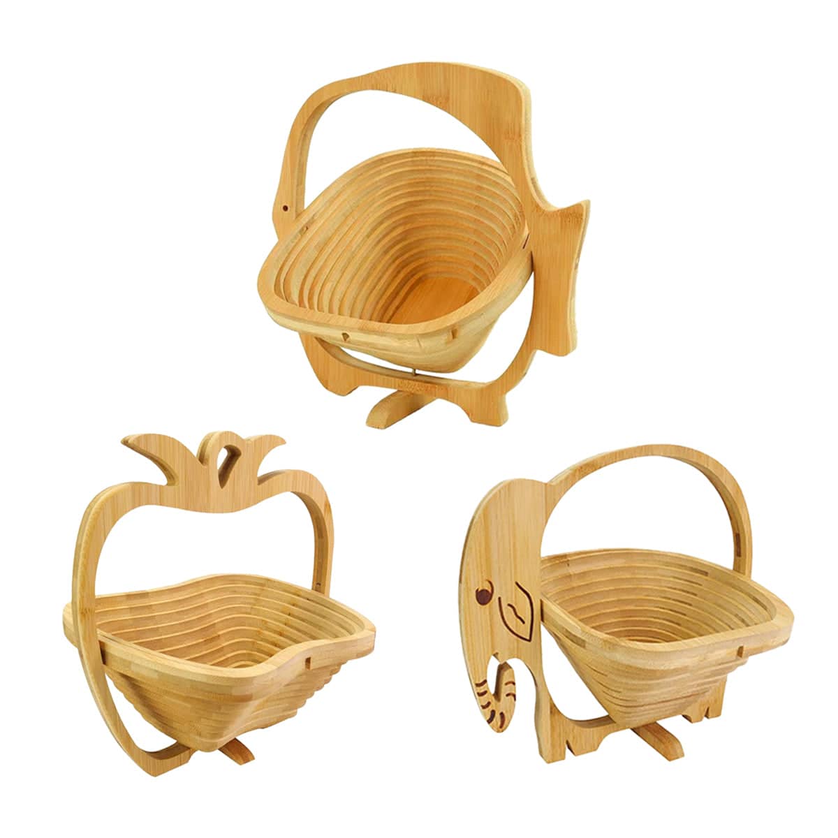 Foldable Bamboo Decorative Basket, 26 x 14 x 30 cm - Pineapple Shape - view 3