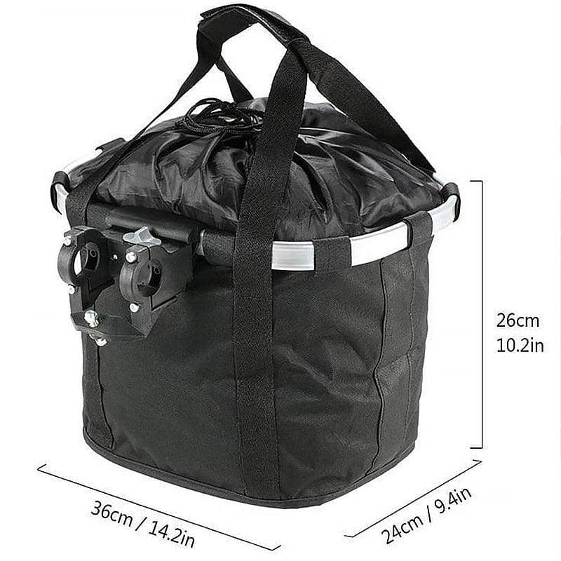 Foldable Bicycle Basket Bag - Black, Paw Print - view 4