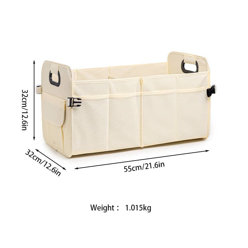 Foldable Car Boot Organiser with Compartments - Beige - view 3