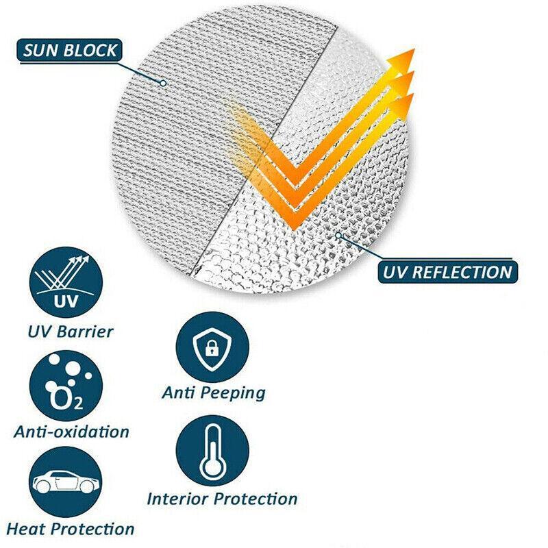 Foldable Car Windscreen Sun Shade - 130 x 60 cm, Silver - view 5
