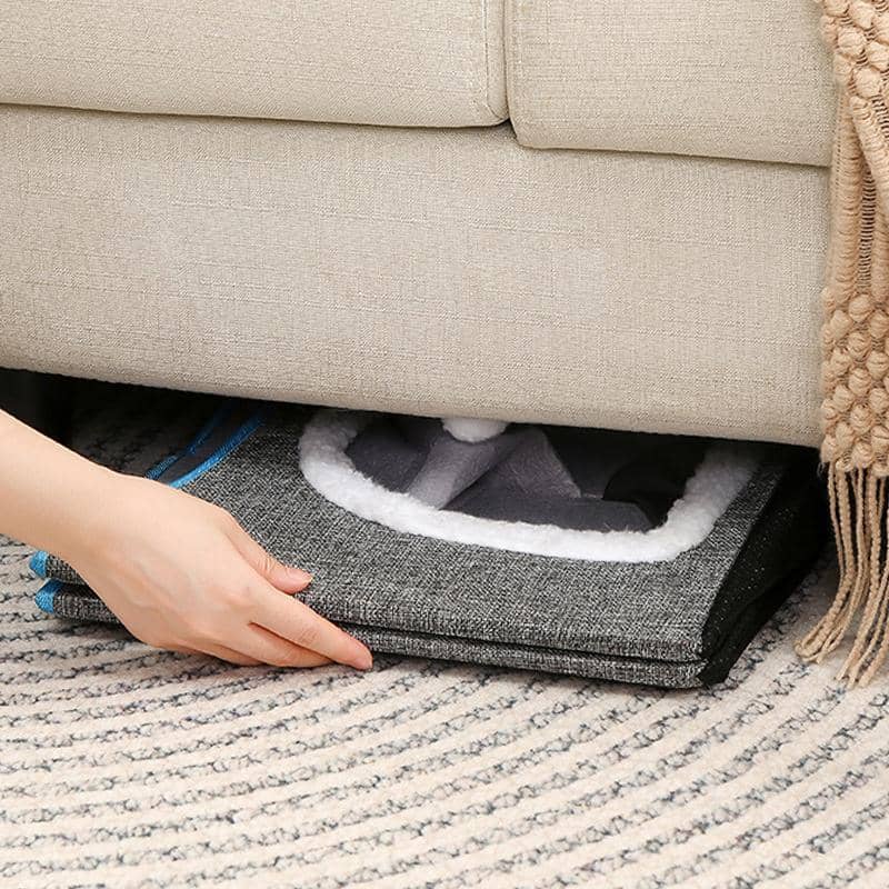 Foldable Cat Bed with Hideaway and Scratching Board - Dark Grey - view 5