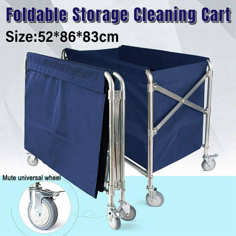 Foldable Cleaning Cart with Dry and Wet Sections, Storage Trolley with Wheels