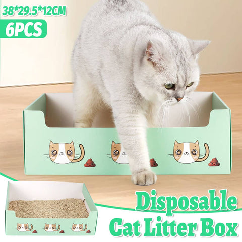 Foldable Disposable Cat Litter Box Toilet Tray for Outdoor Travel - Pack of 6