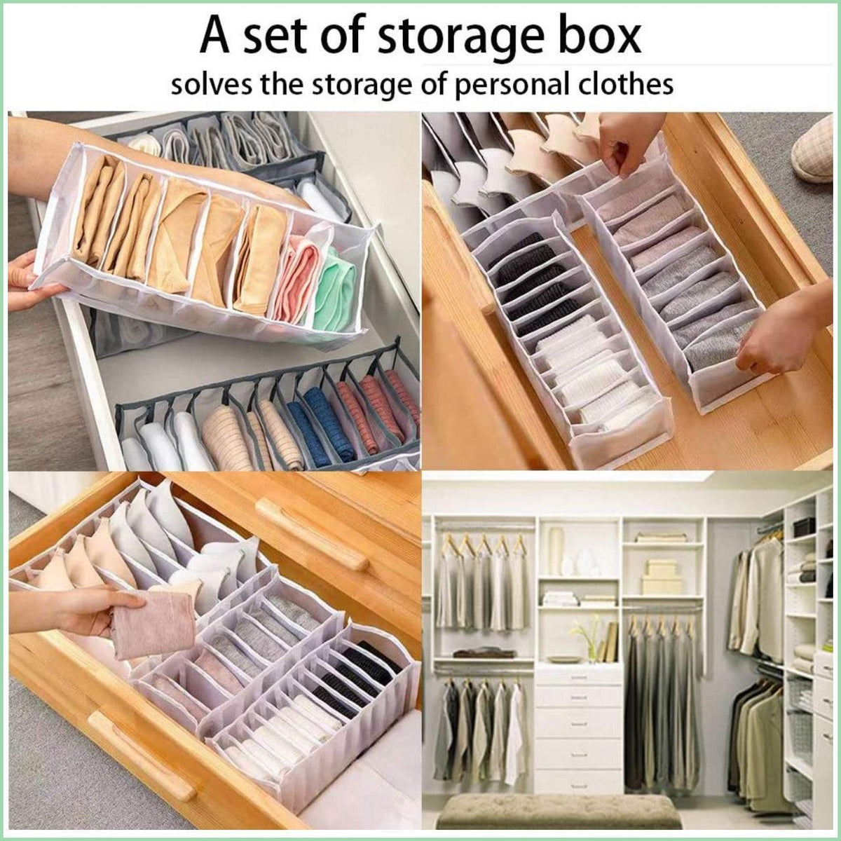 Foldable Drawer Organiser Divider - Grey with 7 Boxes (7 Grid Briefs Box) - view 6