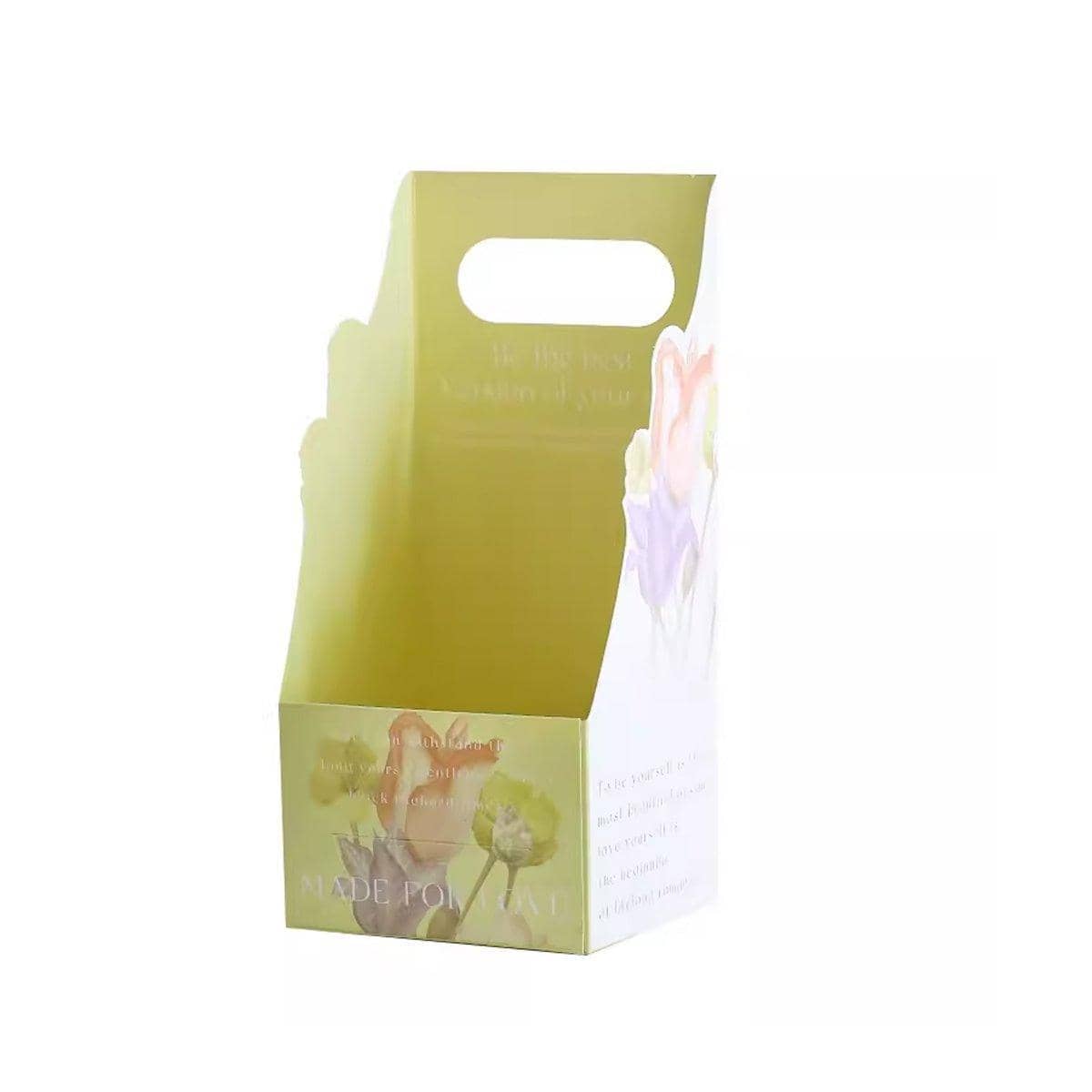 Foldable Flower Gift Boxes with Handle - Light Green, Pack of 30