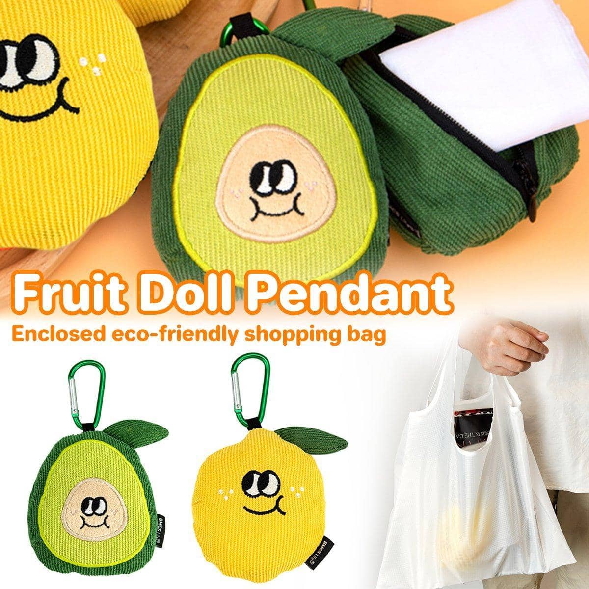 Foldable Fruit Shopping Tote Bag with Pendant - Lemon - view 2