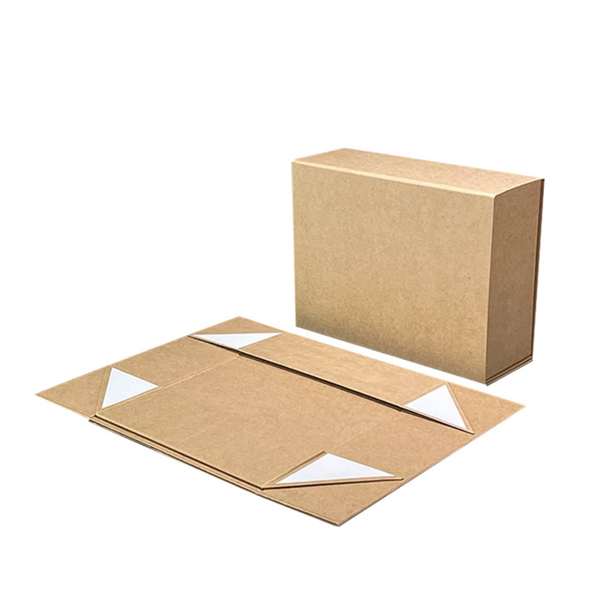 Foldable Gift Boxes with Flip Top Lid, Pack of 2 - Kraft Brown