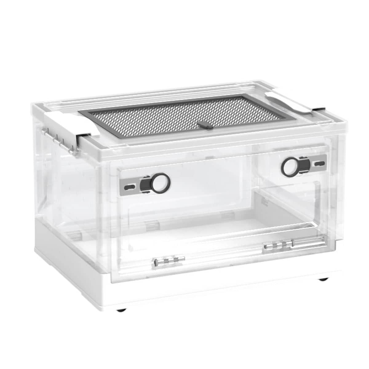 Foldable Hamster Breeding Box, Clear Small Pet Habitat with Mesh Top - view 2