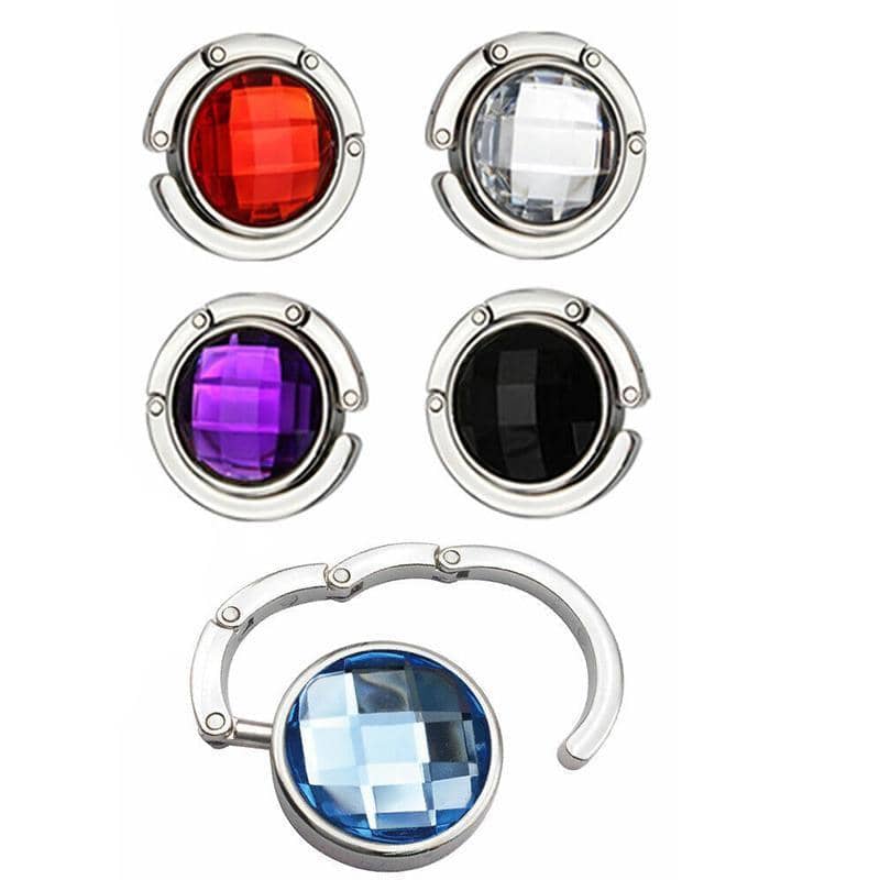 Foldable Handbag Hook with Crystal, 4.5 cm - Blue - view 3