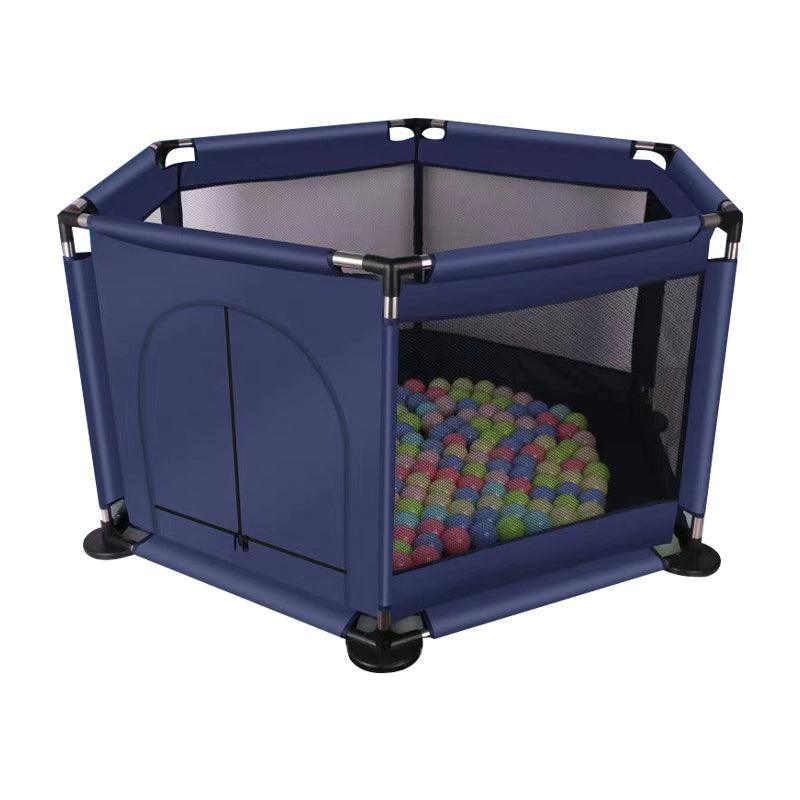 Foldable Indoor Playpen with Zippered Gate, 130 cm - Dark Blue