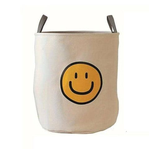 Foldable Laundry Basket with Handles, 40 x 45 cm - Smiley Face