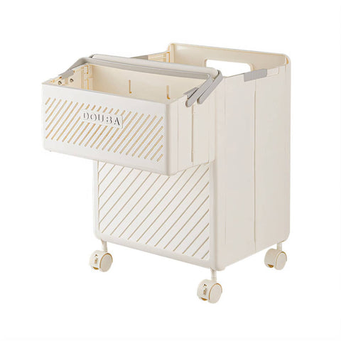 Foldable Laundry Hamper with Locking Swivel Wheels - Cream