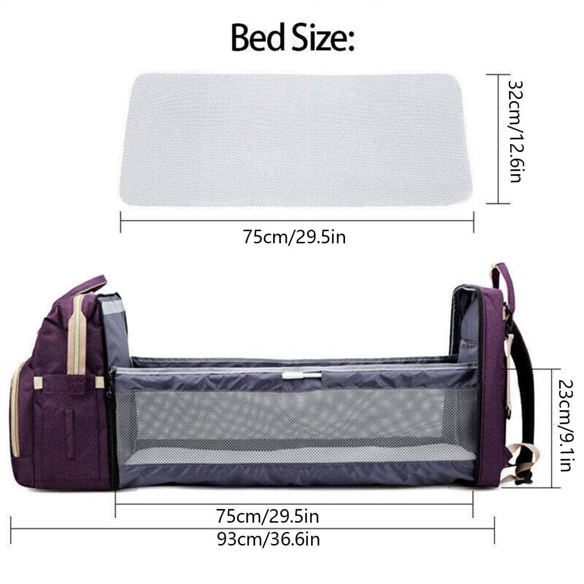 Foldable Nappy Bag Backpack with Built-In Rest Mat - Grey - view 5