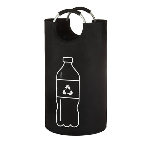 Foldable Oxford Cloth Laundry Bag with Ring Handles - Black, 115 Litre (43 x 79 x 18 cm)