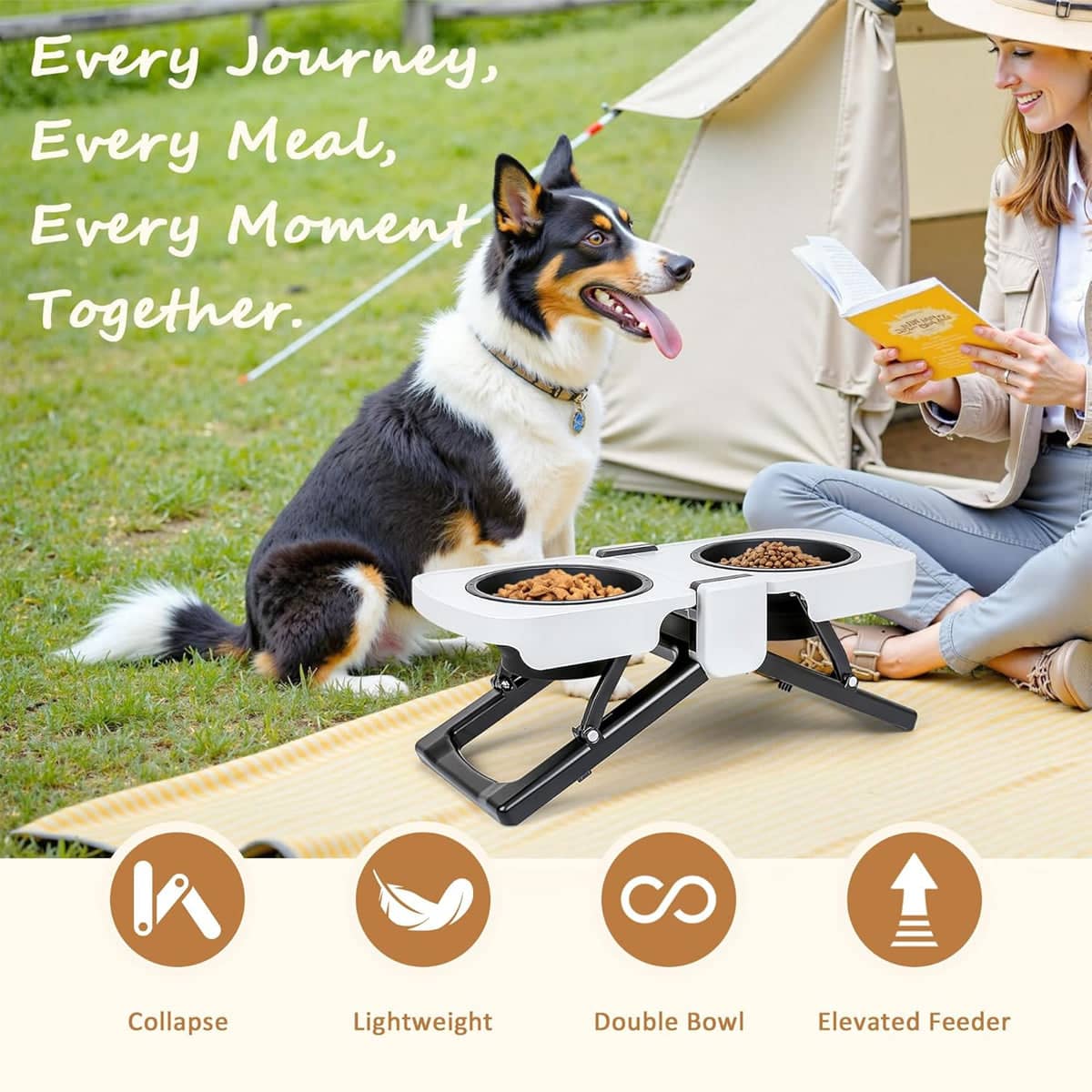 Foldable Pet Dining Table with Food Bowls for Dogs and Cats - view 5
