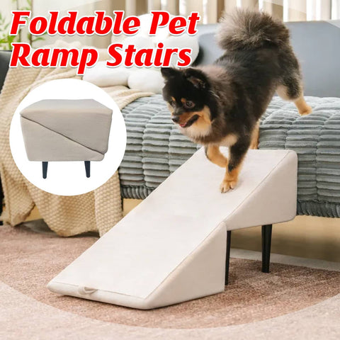 Foldable Pet Ramp Stairs for Cats and Dogs with Non Slip Fabric Cover