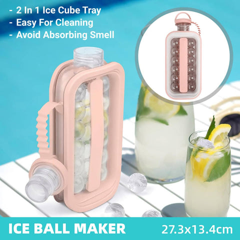 Foldable Pink Ice Cube Tray Mould, Easy Release Reusable Travel Ice Maker