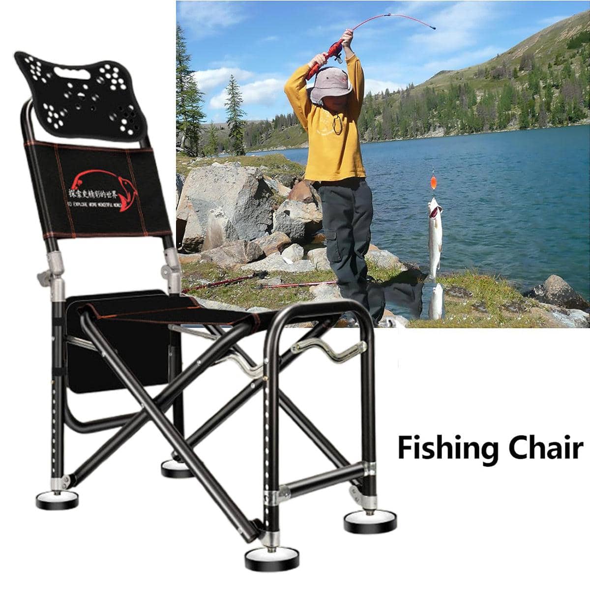 Foldable Recliner Fishing Chair with Backrest, Portable Camping Chair - view 5