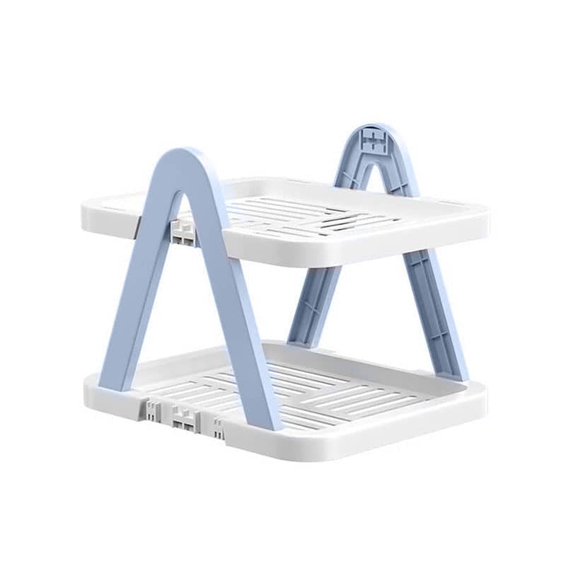 Foldable Shoe Rack Storage Shelf, Space Saving - 2 Tier, Light Blue