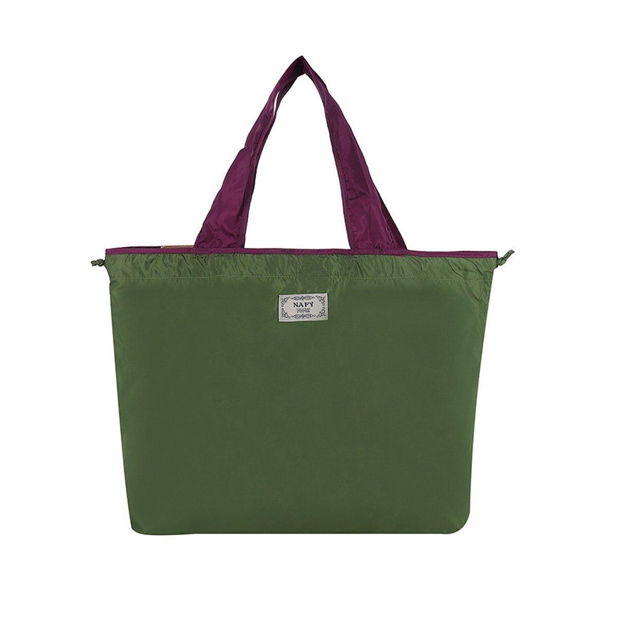 Foldable Shopping Bag with Drawstring - Green, Small (47 x 35 cm)