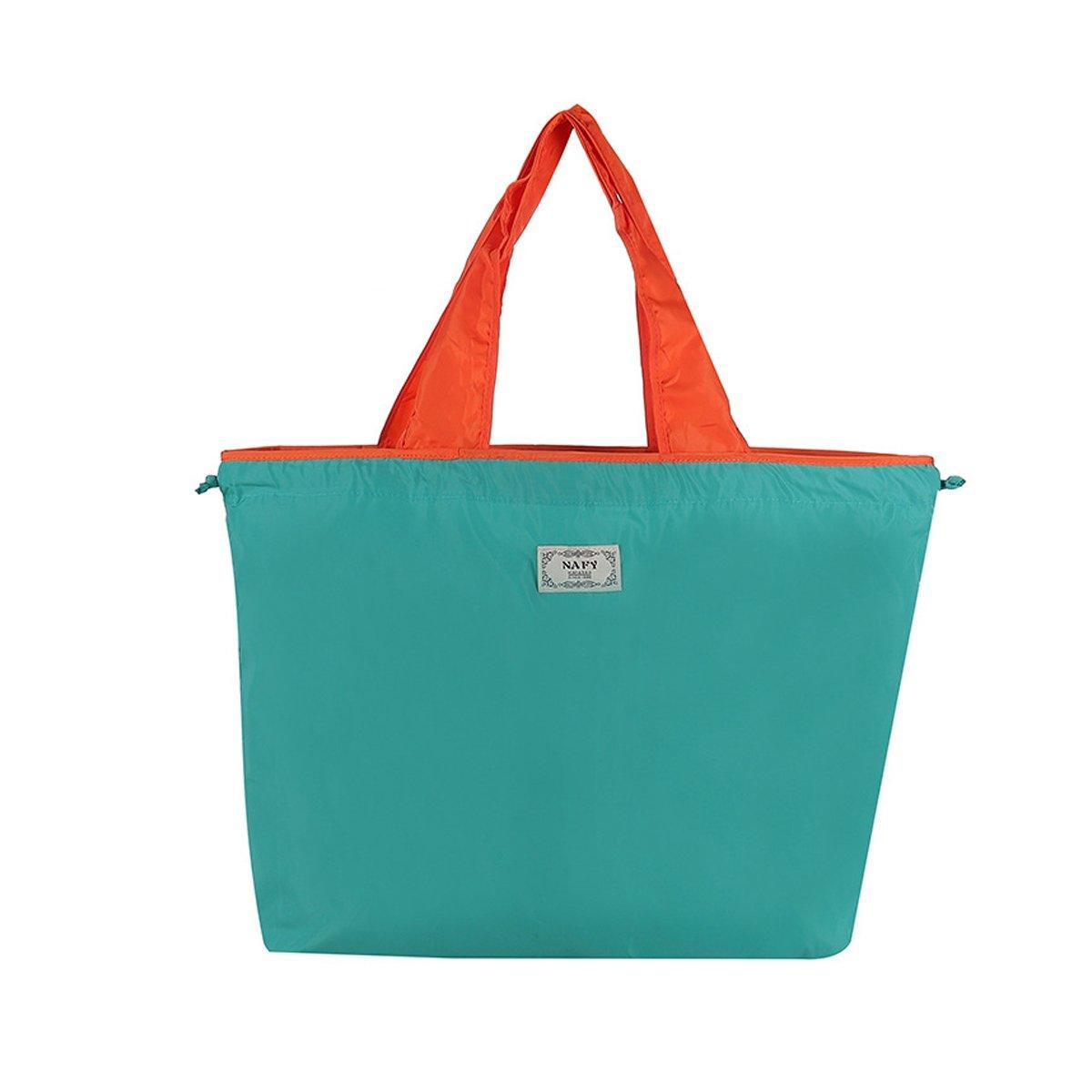 Foldable Shopping Bag with Drawstring - Teal, Small (47 x 35 cm)