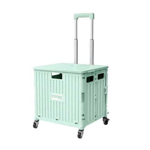 Foldable Shopping Trolley with Wheels, 65 L Capacity - Green