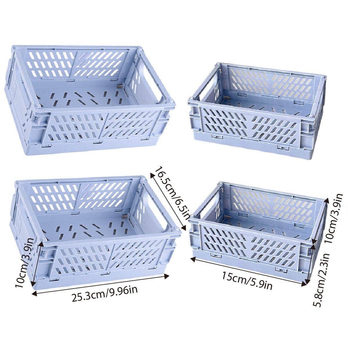 Foldable Stackable Desktop Storage Baskets for Stationery, Pack of 4 - Pink - view 5