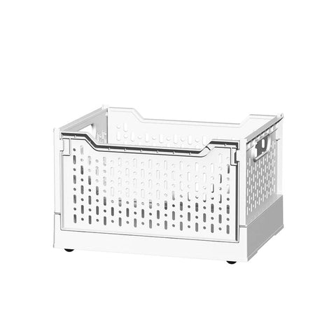 Foldable Stackable Plastic Storage Crate, 38.5 x 29 x 23 cm - White