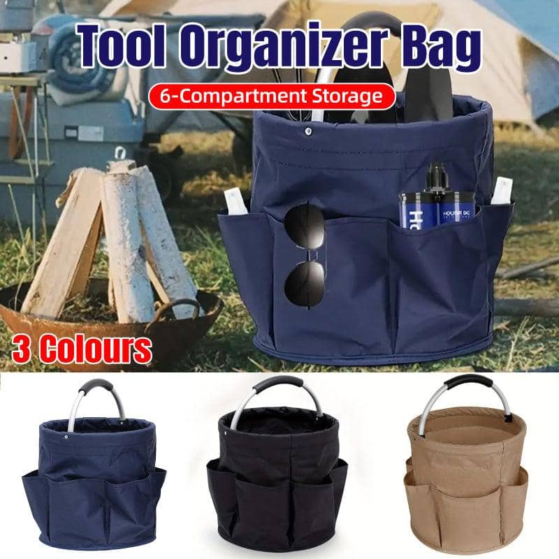 Foldable Storage Basket with Pockets, 28 x 28 cm - Khaki - view 2