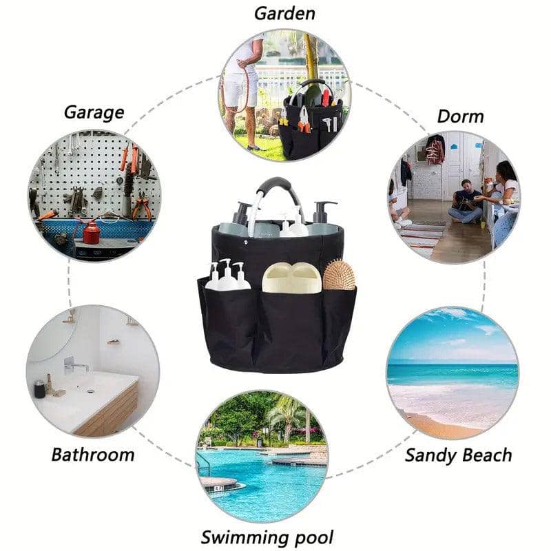 Foldable Storage Basket with Pockets, 28 x 28 cm - Khaki - view 5