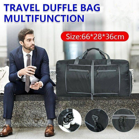 Foldable Travel Duffle Bag 70 Litre with Shoe Compartment, Waterproof Gym Bag