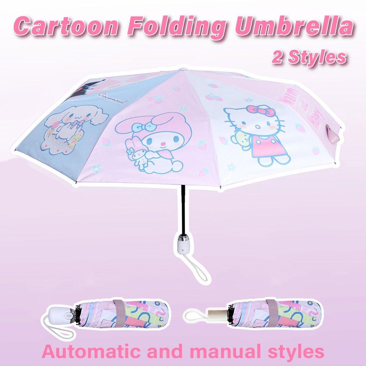 Foldable Umbrella with Pastel Cartoon Animal Print - Automatic Open and Close - view 2