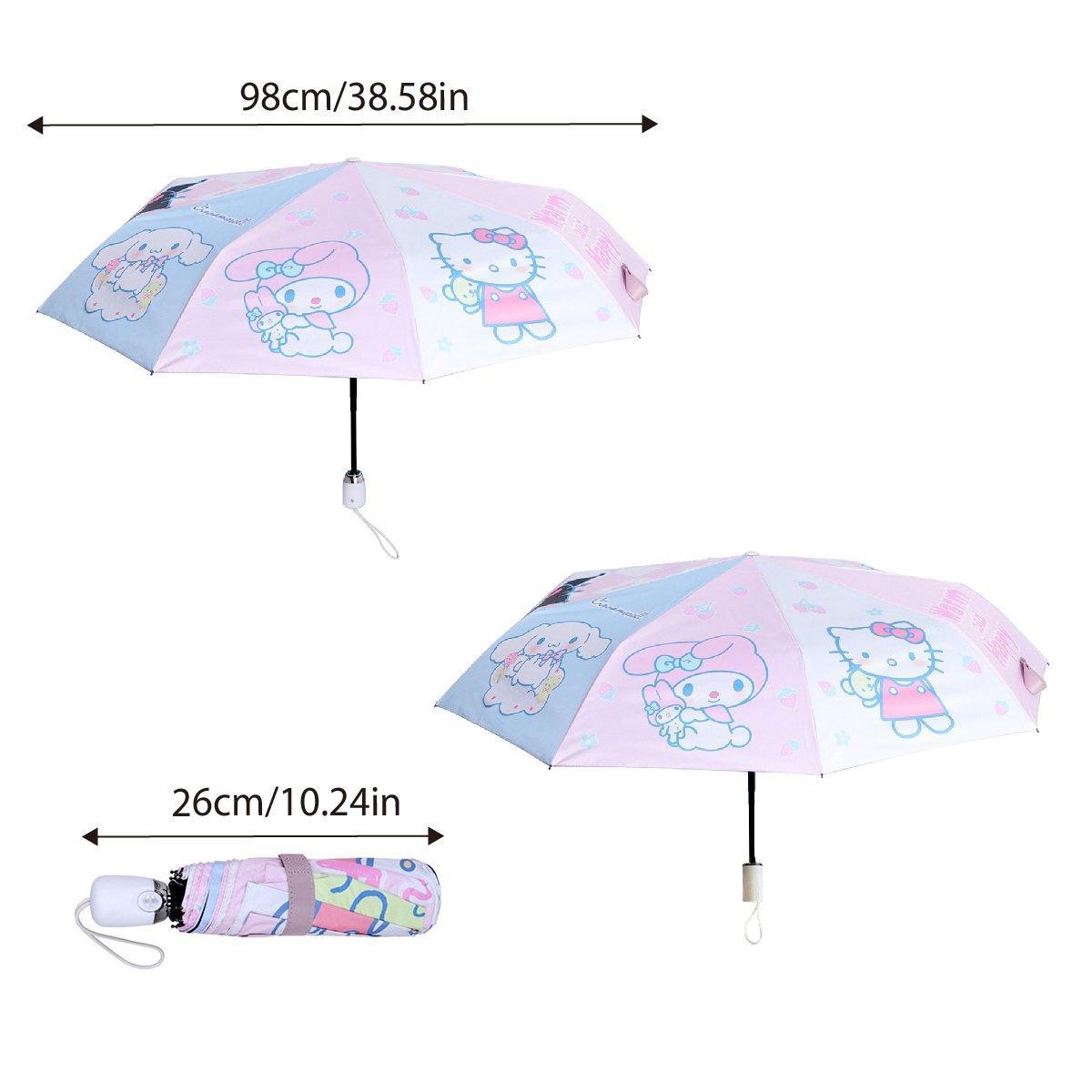 Foldable Umbrella with Pastel Cartoon Animal Print - Manual Open and Close - view 4
