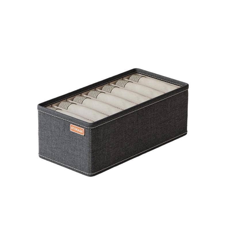 Foldable Wardrobe Organiser Box for Bras and Underwear - Dark Grey, 6 Compartments