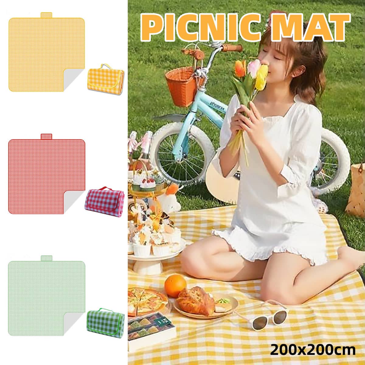 Foldable Waterproof Picnic Mat for Camping and Beach - Red - view 2