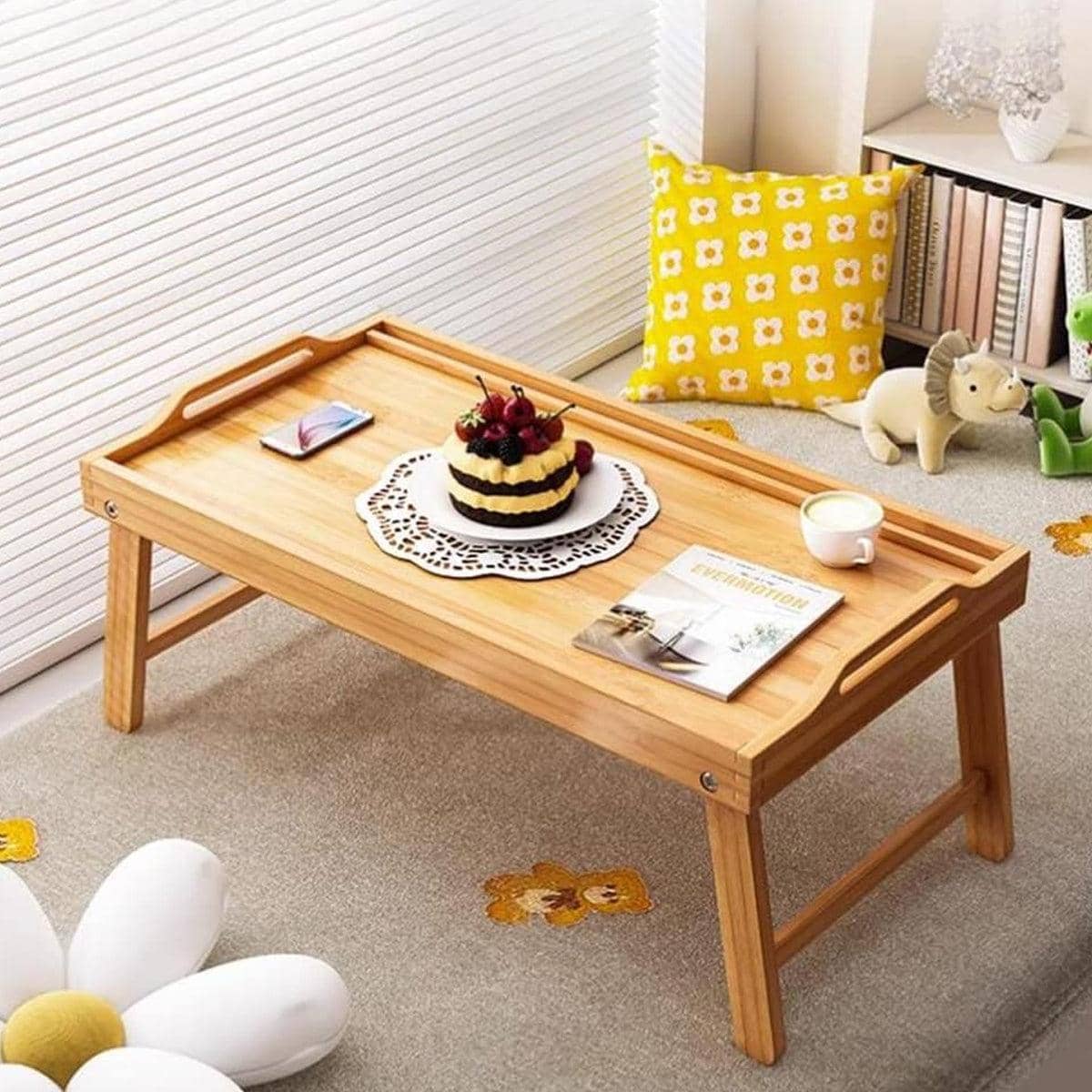 Folding Bed Table, Bamboo Portable Laptop Desk for Bed and Home Office - view 4