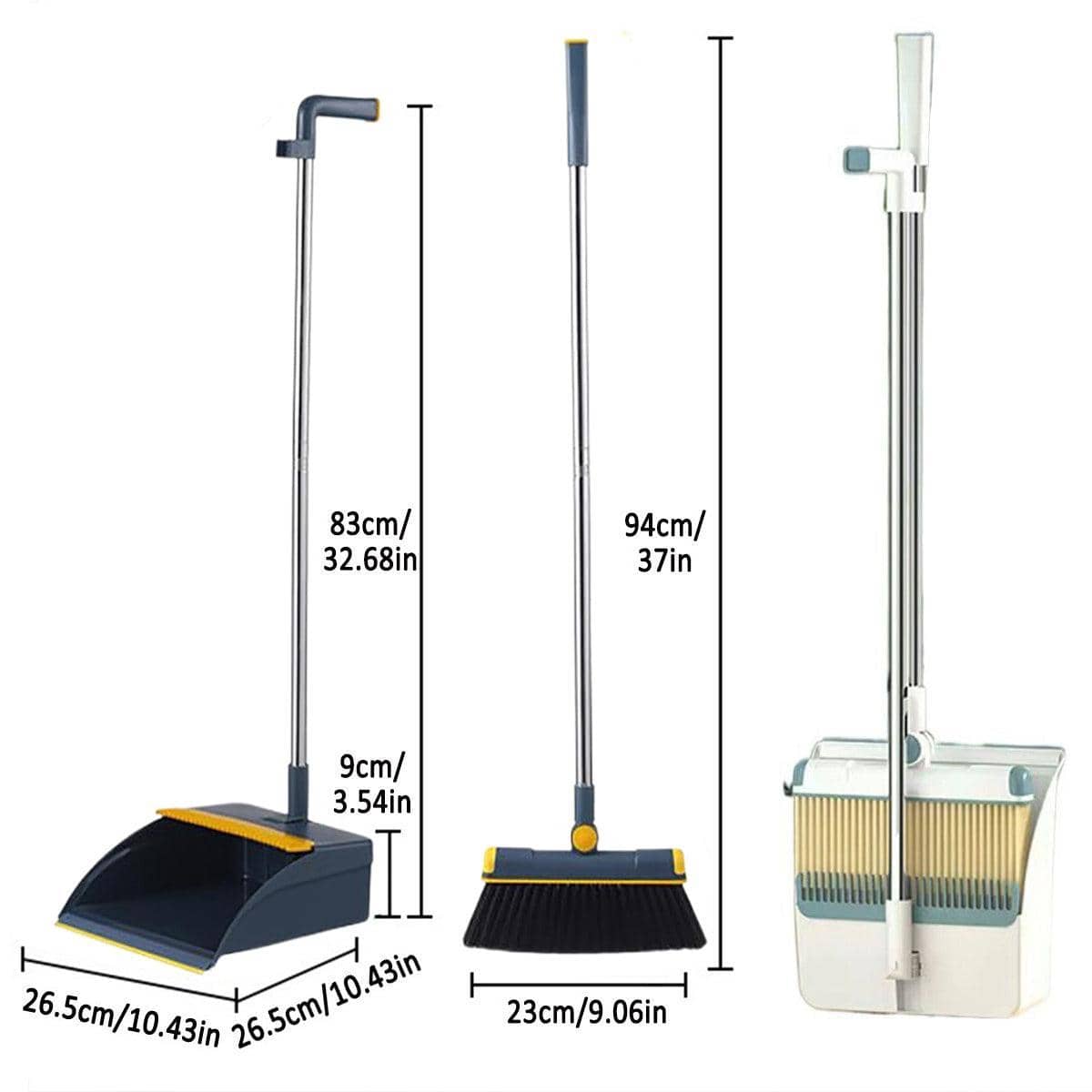 Folding Broom and Dustpan Set with Rotating Head - Dark Blue - view 4