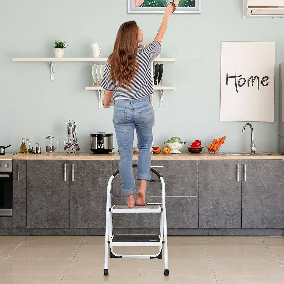 Folding Multi Step Ladder with Handrail - Household A-Type Iron Ladder - view 4