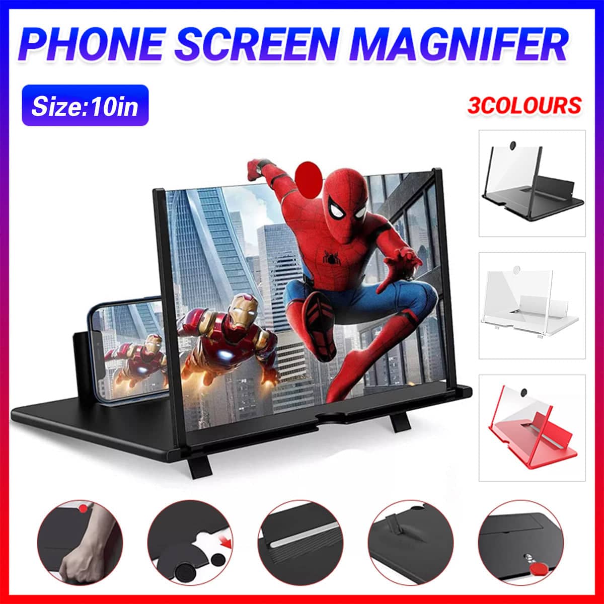 Folding Phone Screen Magnifier Stand, 10 Inch (25 cm) - White - view 2