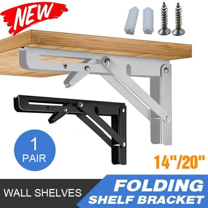 Folding Shelf Brackets - Silver, 14 Inch (35.5 cm), 150kg, 2 Pack - view 2