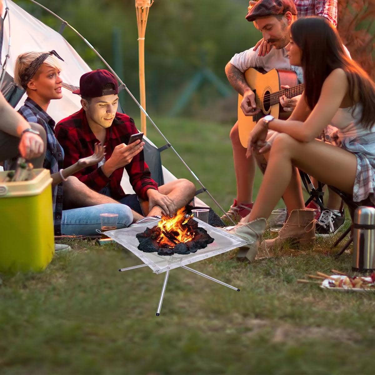 Folding Stainless Steel Mesh Fire Pit Firewood Rack for Camping - view 4