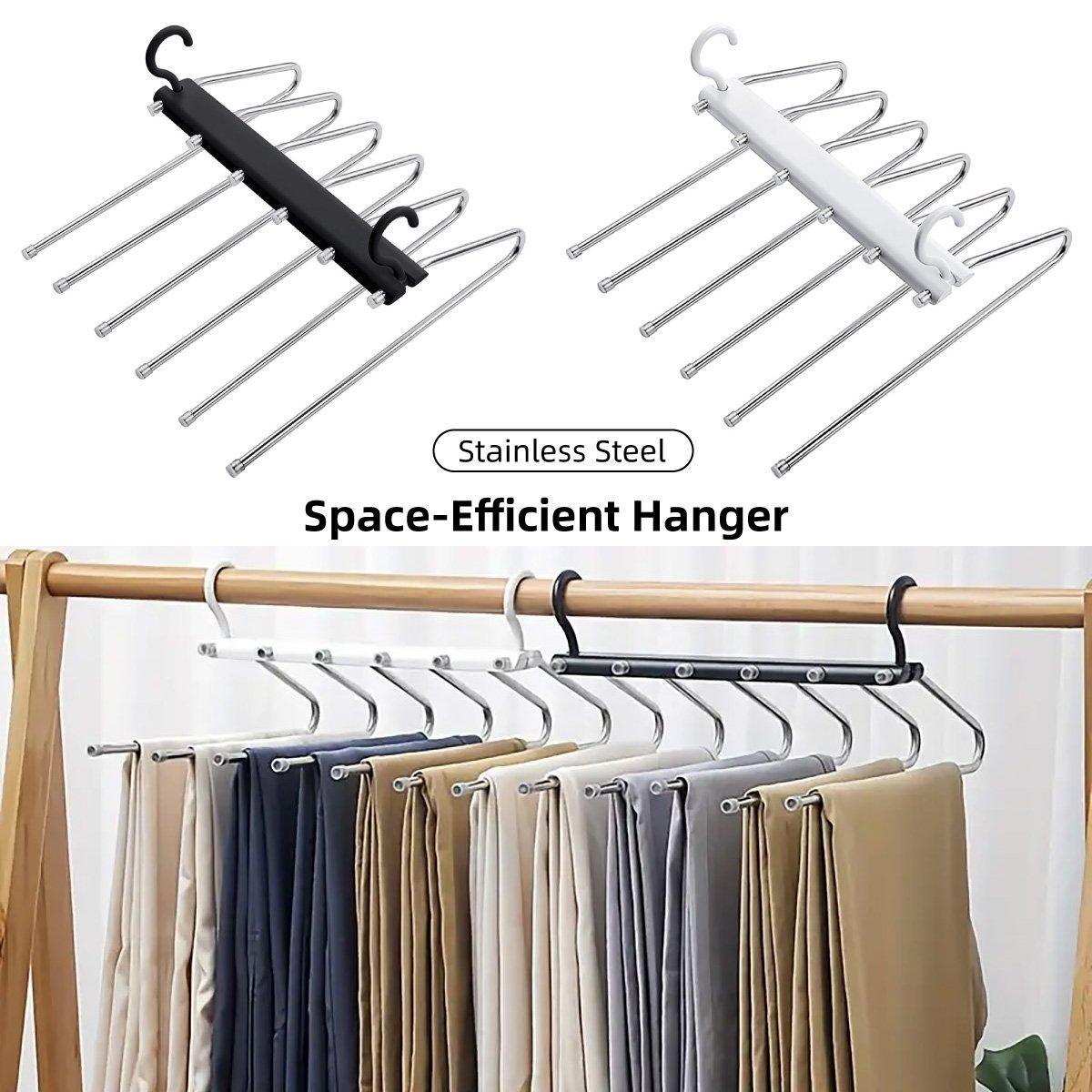 Folding Stainless Steel Pants Rack with Anti-Slip Coating - Black - view 2